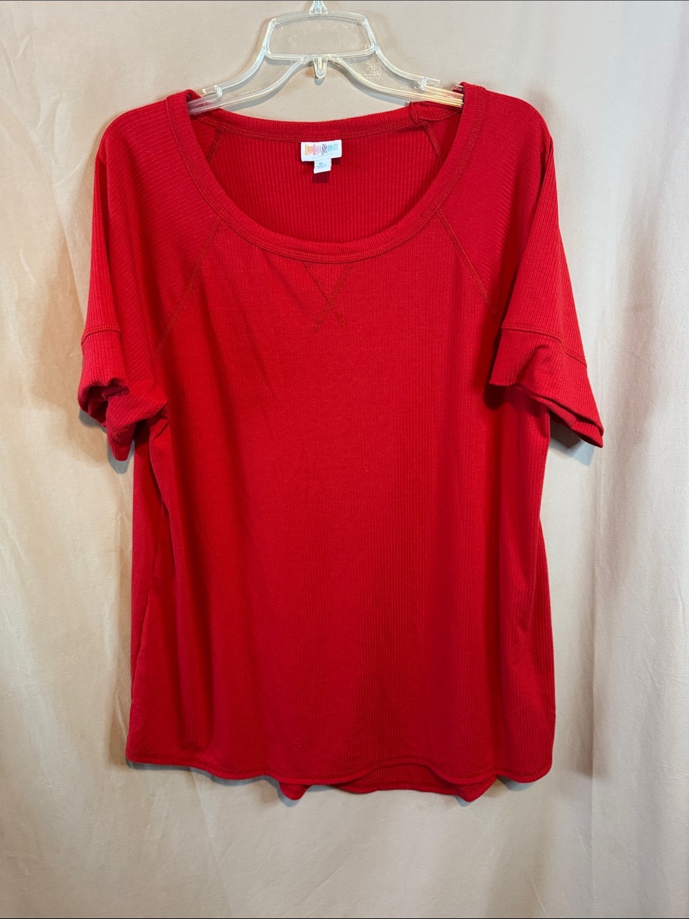 LuLaRoe Red Short Sleeve Ribbed Tee